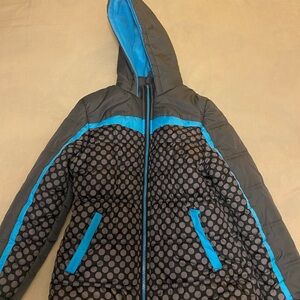 Mint Girl - Black and Blue Polka Dot Puffer Jacket